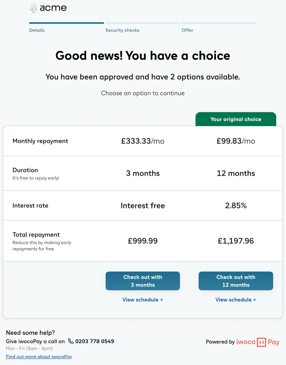 A co-branded offer screen