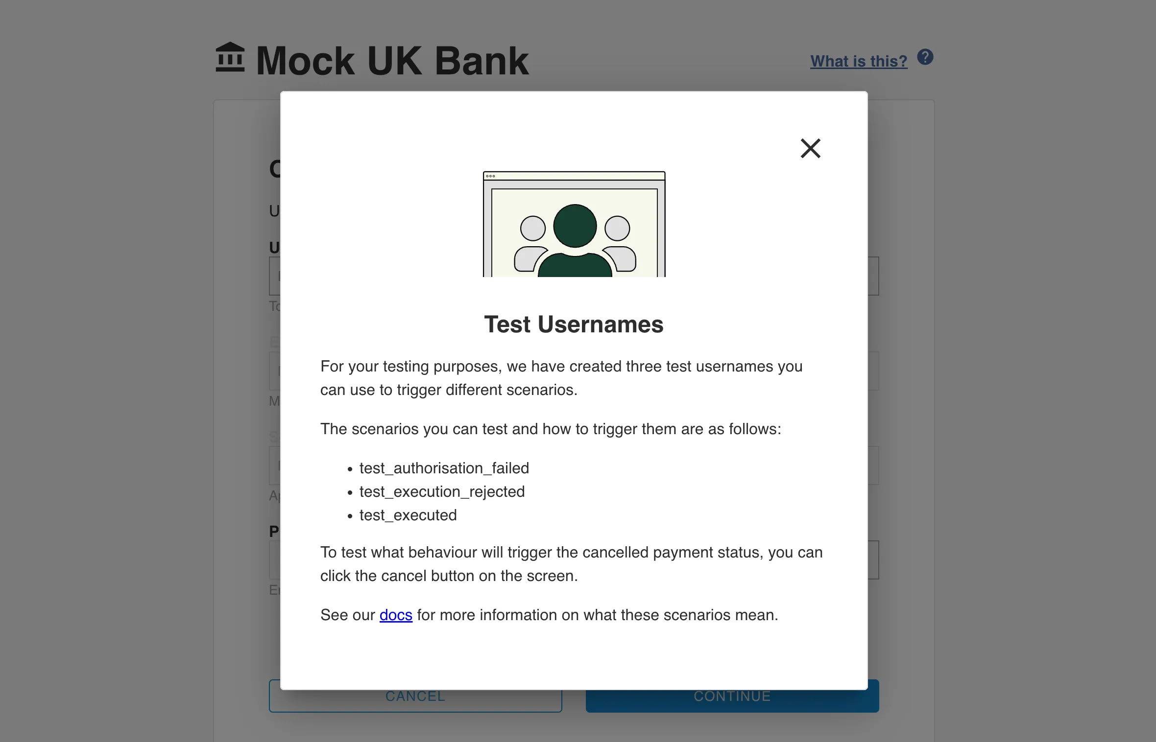 A form with bank details on