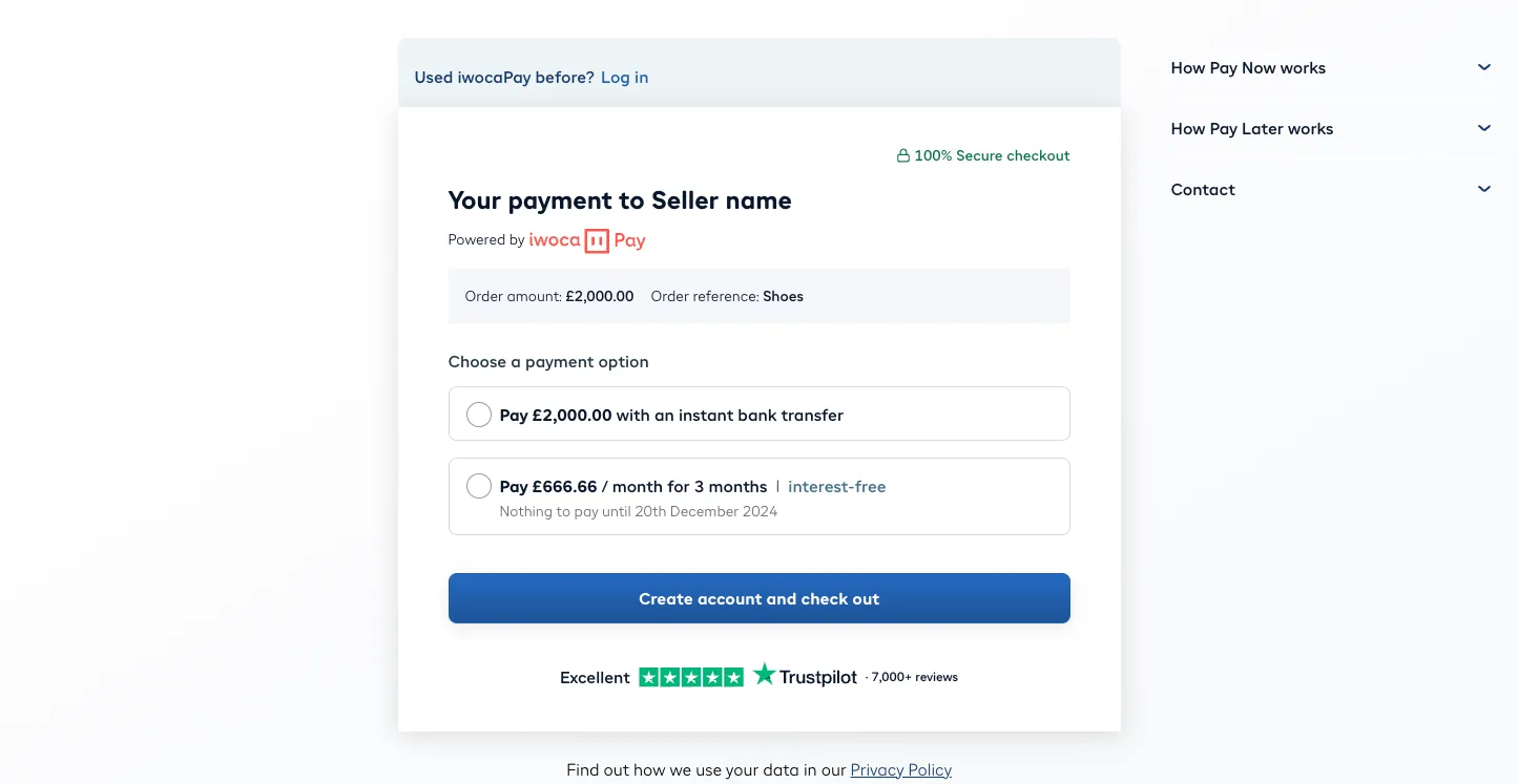 A universal pay link with pre-defined fields