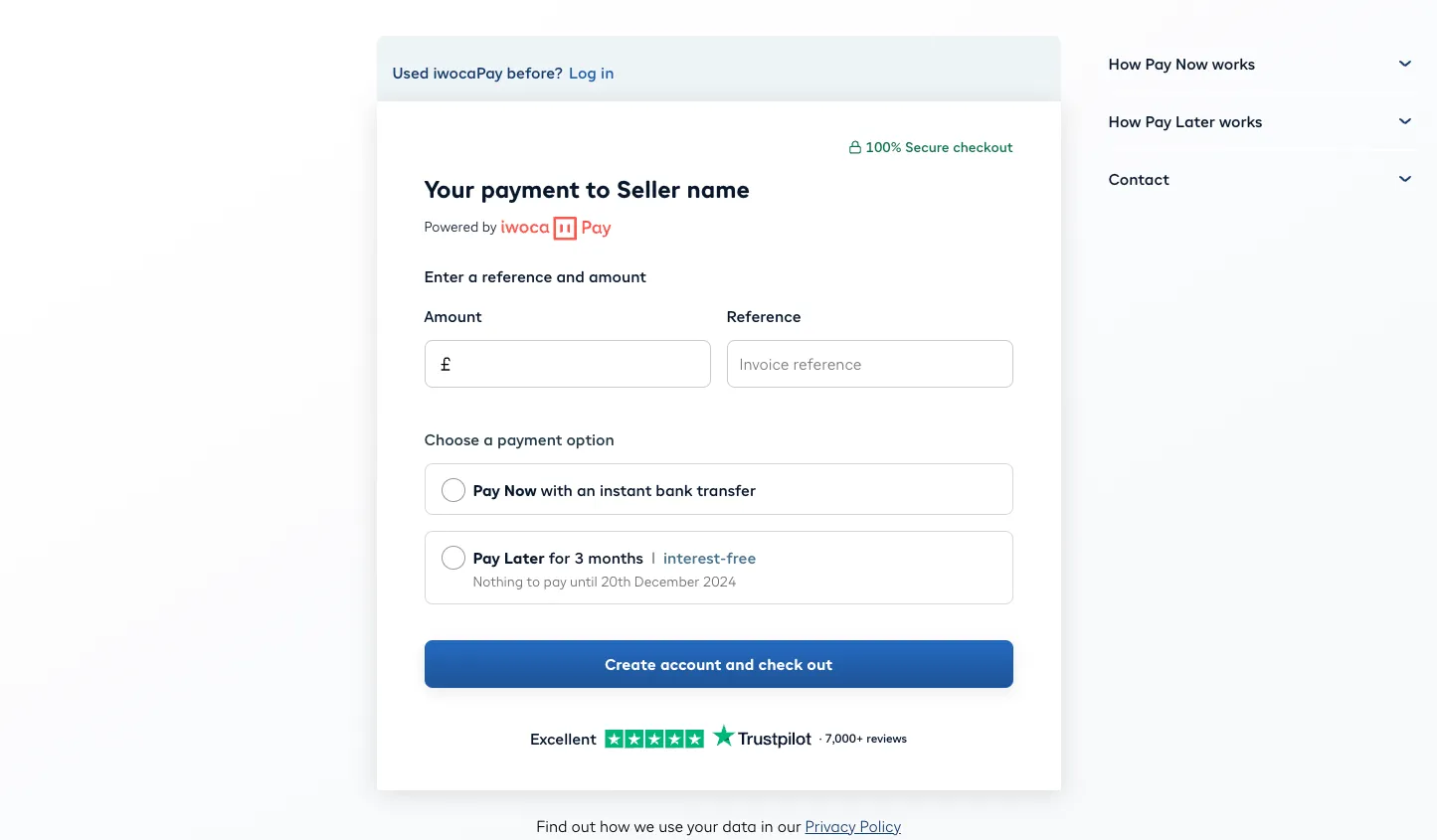 A universal pay link without pre-defined fields